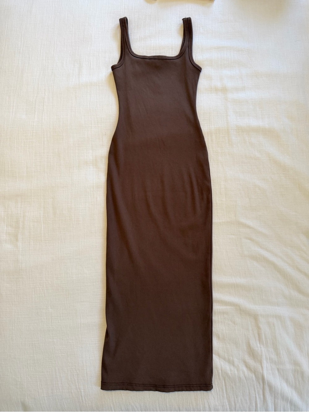 Bumpsuit Sculpting Rib Midi Dress Chocolate Brown Size XS - Picture 2 of 13